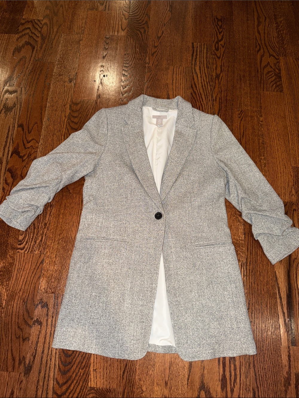 H&M Light Gray Single-Button Long Blazer